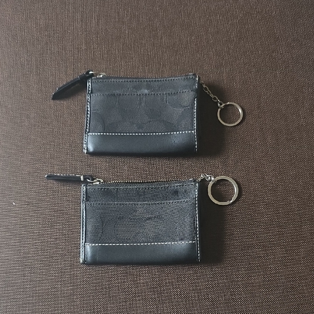 Coach Black Leather Coin Pouch Set